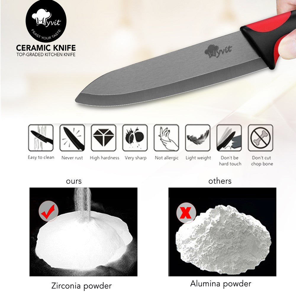 Faca de Cozinha Chef Inoxidável Faca de Cerâmica para Frutas Faca Utilitária Doméstica para Fatiar Legumes Lâminas Pretas Afiadas para Cozinhar