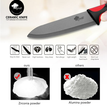Faca de Cozinha Chef Inoxidável Faca de Cerâmica para Frutas Faca Utilitária Doméstica para Fatiar Legumes Lâminas Pretas Afiadas para Cozinhar