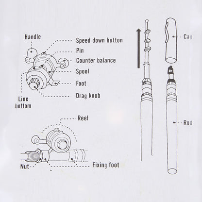 Aluminum Alloy Fishing Rod Pole Reel Multicolor Fishing Tool Pocket Fish Pen Mini Portable Pocket Fish Pen Shape