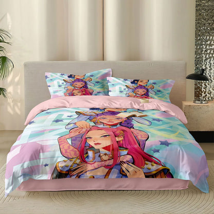 Kpop Demon Hunters Huntrix Bedding Set - Single to King Size, Anime Print Duvet Cover Sets for Adult Bedrooms