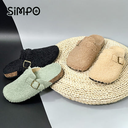 New Fall Winter Women And Men's Slippers With Plush Upper Indoor Outdoor Casual Sandals