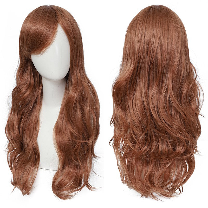 Peruca Cosplay Anime Versátil Multicolorida Cabelo Longo Cacheado com Cabelo Levemente Cacheado Peruca de Fibra Sintética