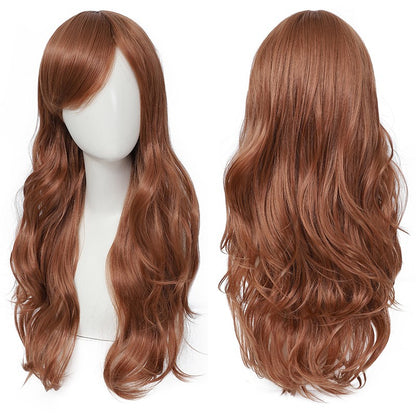 Peruca Cosplay Anime Versátil Multicolorida Cabelo Longo Cacheado com Cabelo Levemente Cacheado Peruca de Fibra Sintética