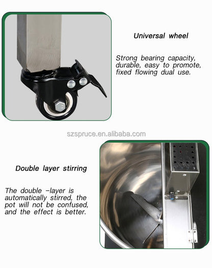 Commercial Fully Automatic Popcorn Maker Popcorn Making Machine Gas Heating Manual Electric Stirring Industrial Pop Corn Machine