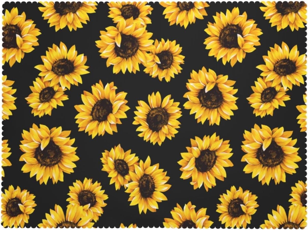 Yellow Black Sunflower Floral Rectangle Tablecloth Table Decor Reusable Farmhouse Kitchen Dining Table Runner Party Decorations