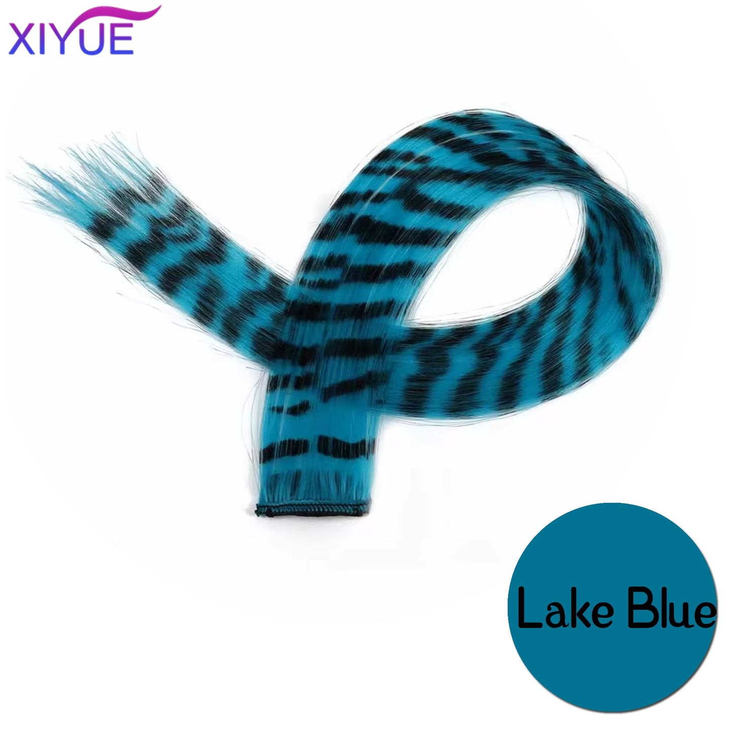 Synthetic One Card Hair Extension Wig Hair For Women Long Straight Clip-in Colored Zebra Line Feather Hair Extensions Fake Hair