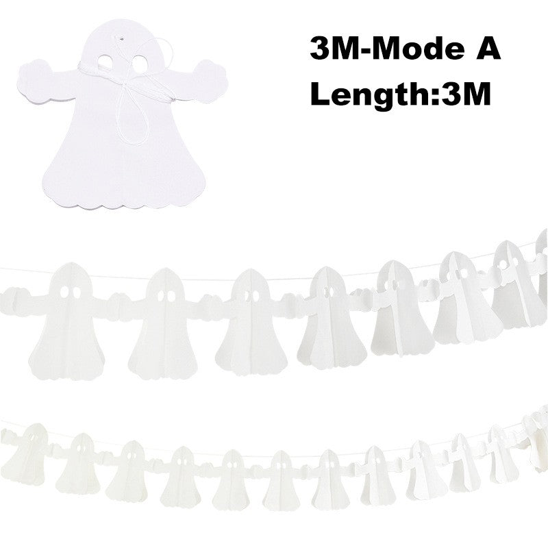 3Meter Halloween Hanging Garland Bunting Bat Pumpkin Ghosts Spider Paper Banner Halloween Party Decorations Horror Props