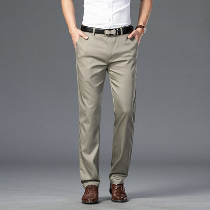 Calças Sociais Masculinas Finas para o Verão, Justas, de Algodão, Estilo Casual de Negócios, Cores Verde, Preto, Cáqui, Calças de Marca Masculinas Tamanhos 30-40