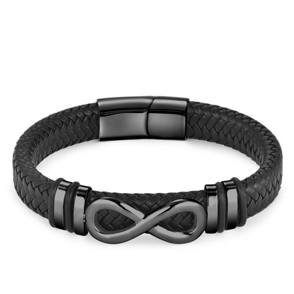 Pulseira de Aço Inoxidável Clássica de Couro Masculina, Corrente, Acessórios de Joias Elegantes para Pai e Namorado