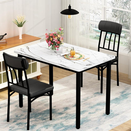 3 Piece Dining Table Set for 2, Small Industrial Kitchen Tables and 2 Chairs, Breakfast Dining Tables Set, Kitchen Table Set