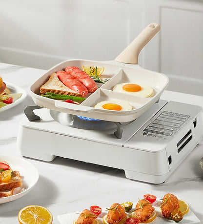 COOKER KinG Egg Frying Pan Three-in-one Non-stick Pancake Pans Breakfast Steak Flat-Bottomed Pan for Gas Stove Induction Cooker