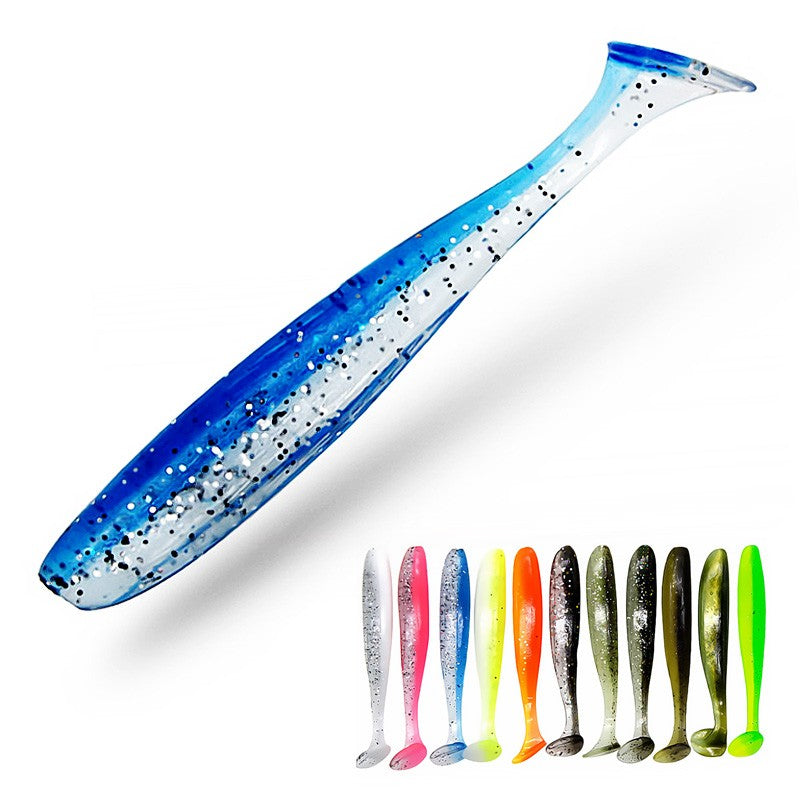 Bazooka Shad Worm Pesca Isca Artificial Macia Grande Silicone 90 100mm Isca Cauda T Easy Shiner Wobbler Swimbait Pesca Truta Lúcio Baixo Inverno
