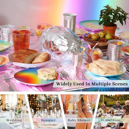 Tablecloth For Table Nappe De Table Tablecloth Birthday Iridescent Disco Party Decor Shiny Laser Holographic Disposable Covers