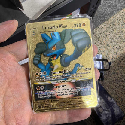 Pokémon Metal Cards em alemão Terastal Pikachu Arceus Charizard DIY Trading Flash Card Anime Cartoon Gift