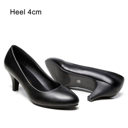 Voesnees Women Shoes Comfortable Formal Wear Black High Heels 3-5cm Professional Mid-heel Flight Attendant Etiquette Work Shoes