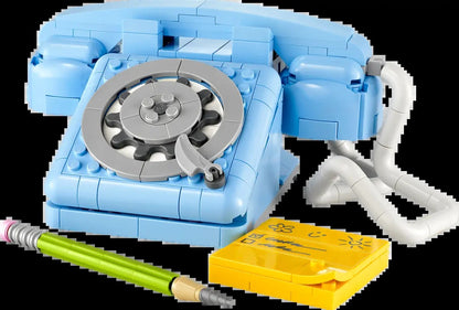 Lego telefone retrô blocos de montar brinquedos decoração de mesa para casa fácil de montar brinquedos educativos infantis presentes de feriado
