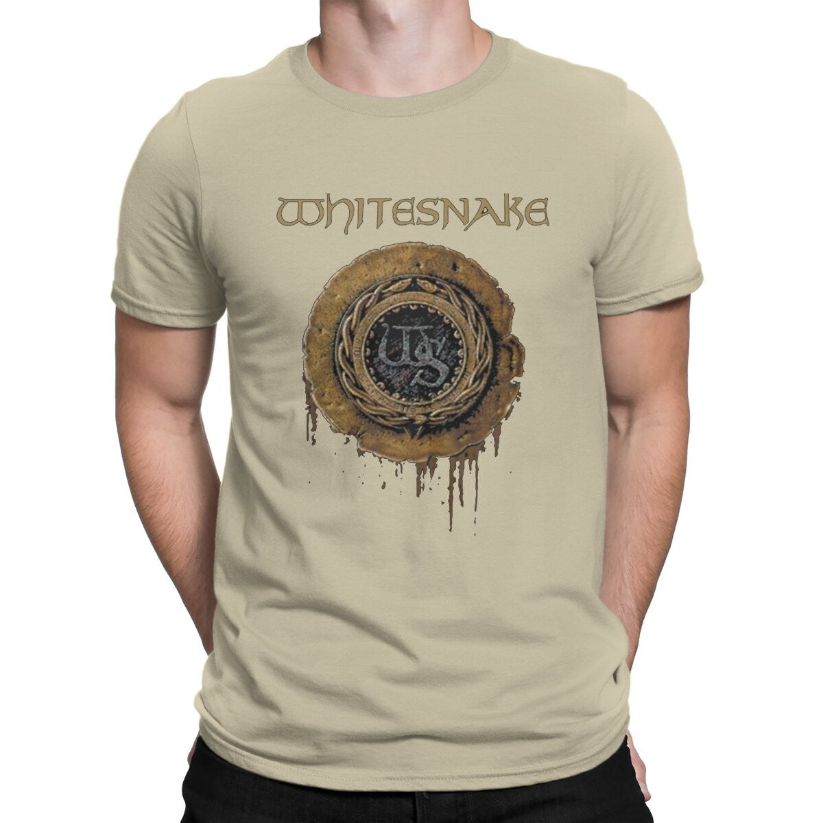 Whitesnake Creative TShirt for Men The Old Logo Round Neck Basic T Shirt Distinctive Birthday Gifts OutdoorWear
