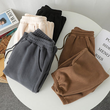 Winter Pants Women Unisex Loose Wide Leg Sweatpants High Waist Drawstring Comfortable Straight Baggy Sweatpants