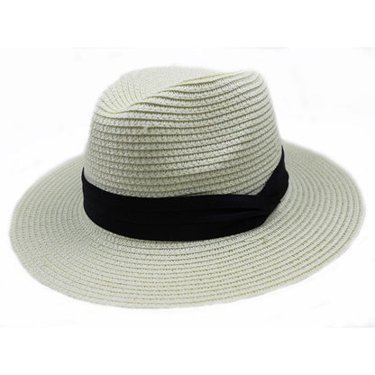 LNPBD Moda verão chapéu de palha feminino branco de aba reta larga chapéu jazz fedora chapéu de sol boné de praia verão