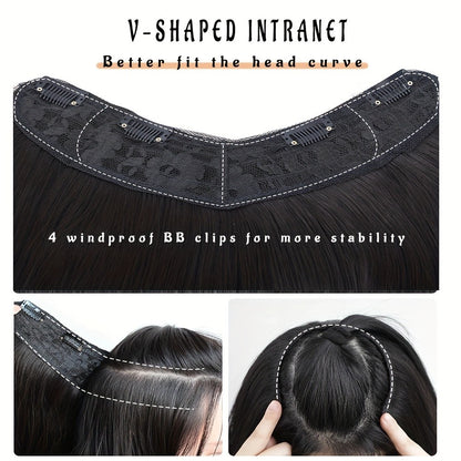 Apliques de Cabelo Sintético Liso Comprido de 22 Polegadas com Grampo em Formato de V Resistente ao Calor Acessórios para Cabelo