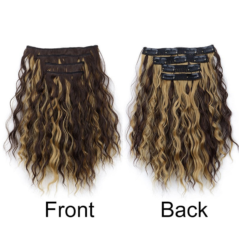 WIGSIN 12 polegadas sintético 4 pçs/conjunto de extensões de cabelo curto crespo ondulado castanho médio estilo de cabelo volumoso para mulheres