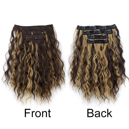 WIGSIN 12 polegadas sintético 4 pçs/conjunto de extensões de cabelo curto crespo ondulado castanho médio estilo de cabelo volumoso para mulheres