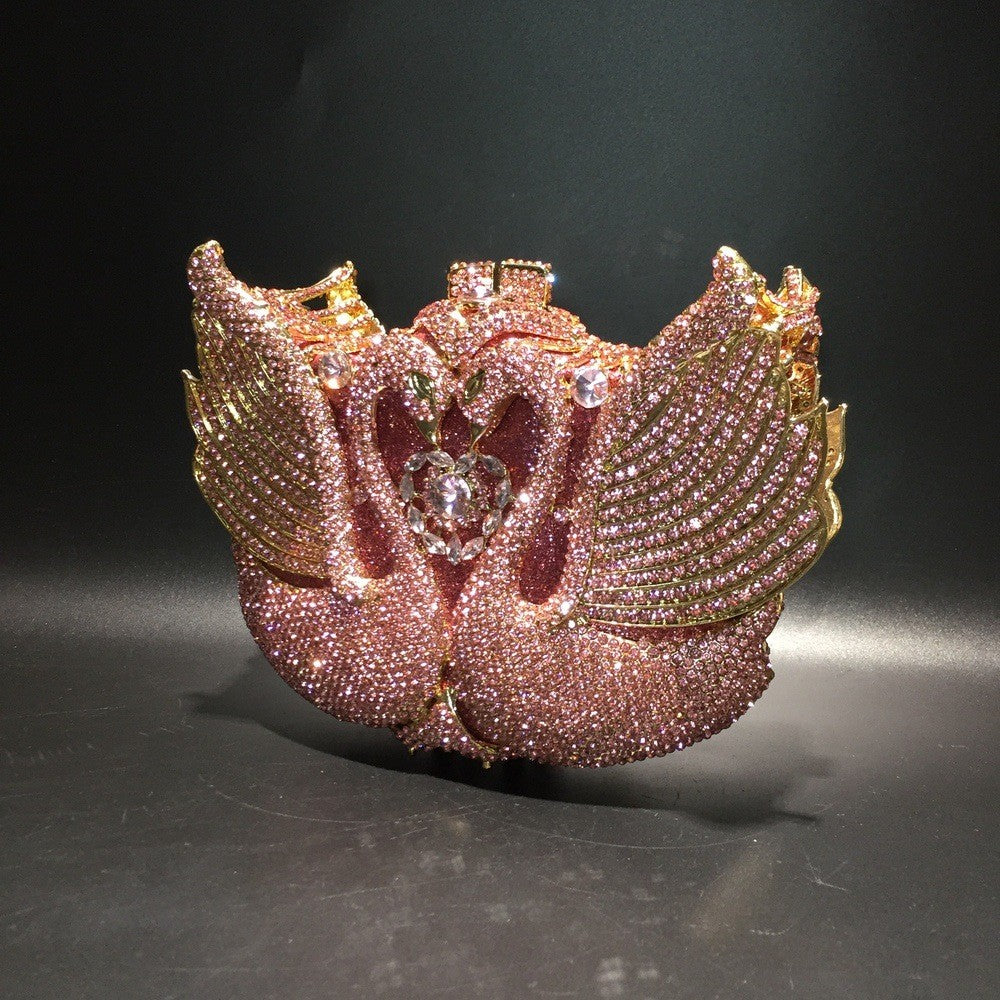 XIYUAN Pink/Black/Blue/Gold Crystal Evening Clutches Bag Hollow Out Women Metal Clutch Purse Wedding Party Prom Dinner Handbag