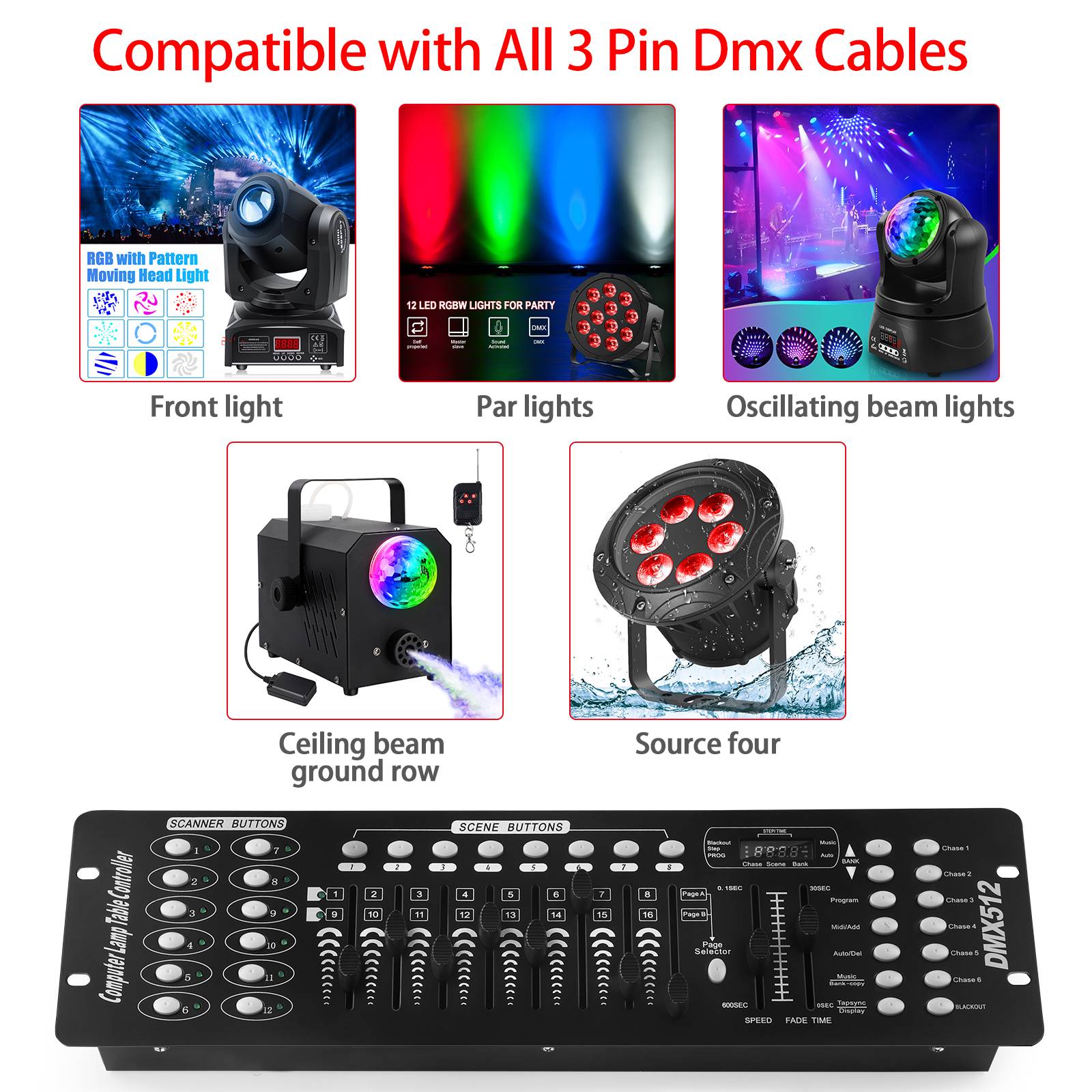 U`King DMX 512 Controller 192 Channel DMX Console Stage Light Console For Party DJ Disco Lights Show Night Club