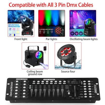 U`King DMX 512 Controller 192 Channel DMX Console Stage Light Console For Party DJ Disco Lights Show Night Club