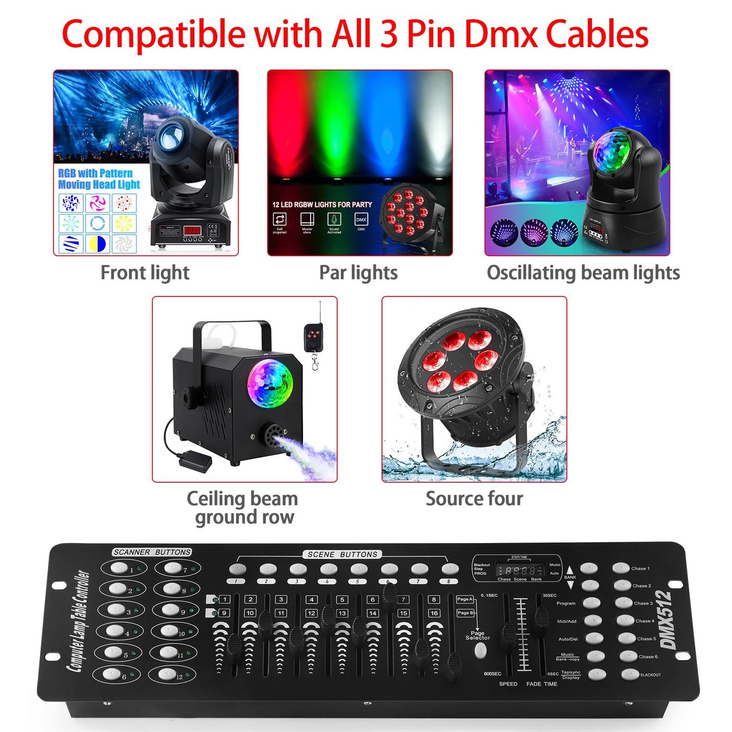 U`King DMX 512 Controller 192 Channel DMX Console Stage Light Console For Party DJ Disco Lights Show Night Club