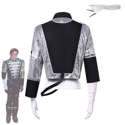 Michael Jackson Inspired Costume Military Sequin Jacket MJ Thriller Stage Performance Outfit Unisex Halloween Party