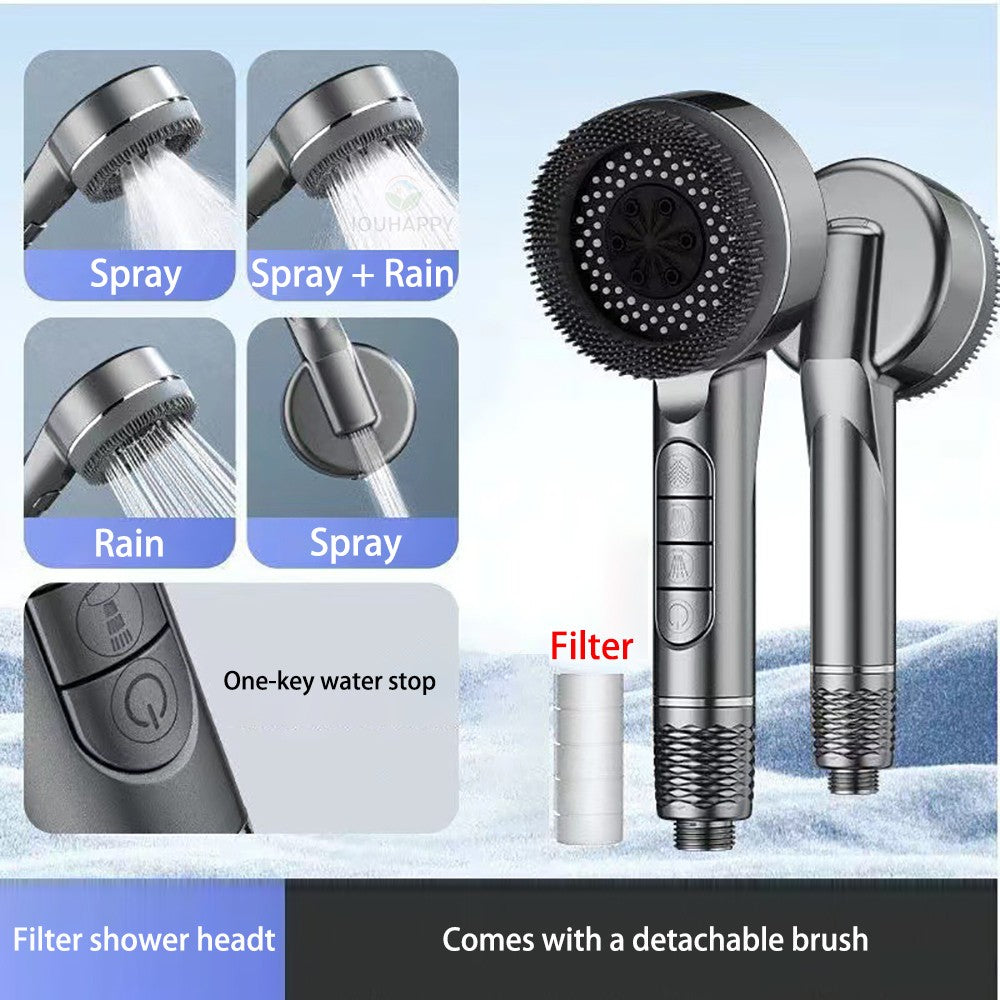 Shower Head High Pressure Doubled Filtration Multi-function Water Outlet Modes Silicone Shower for Bathroom Accessories