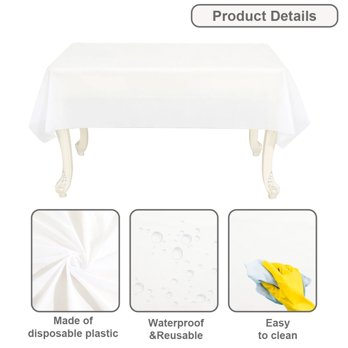 Rectangle PEVA Tablecloth Table Cloth Overlays Wedding Christmas Home Dining Table Decor 2024 Baby Shower Birthday Party Decor