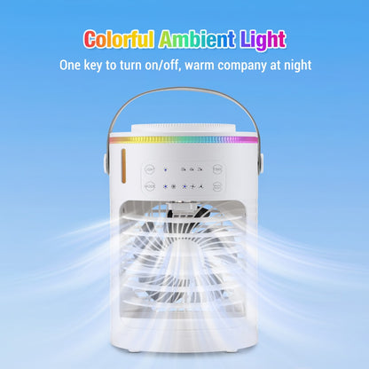 Ar Condicionado Portátil Ventilador de Mesa Spray Duplo Atomização Ultrassônica 3/4 Velocidades Silencioso Refrigerador de Ar Luz Noturna Ventilador Elétrico Doméstico