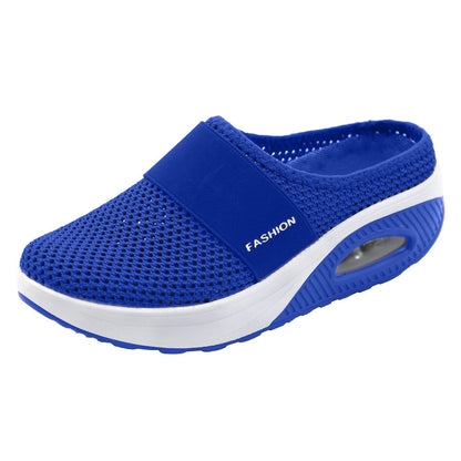 Slip-On Women'S Walking Sandals,Breathable Mesh Casual Shoes Breathable With Arch Support Knit Shoes Thickened Soft Sole