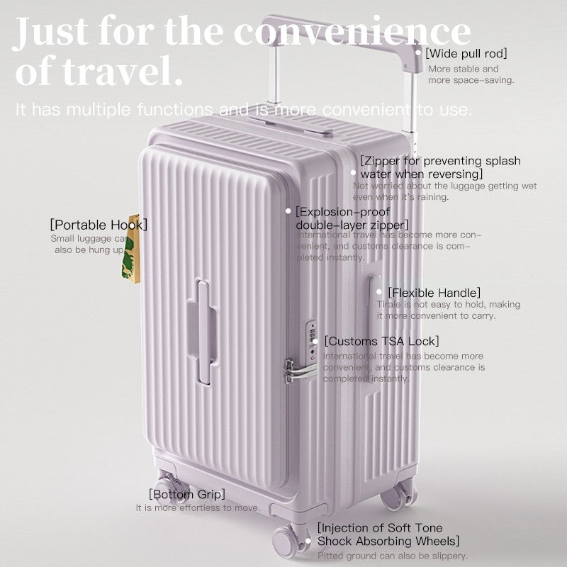 Mala de viagem expansível de grande capacidade, mala de rodinhas espessa com abertura frontal, 24 polegadas - mala de viagem resistente, 30 polegadas para estudante