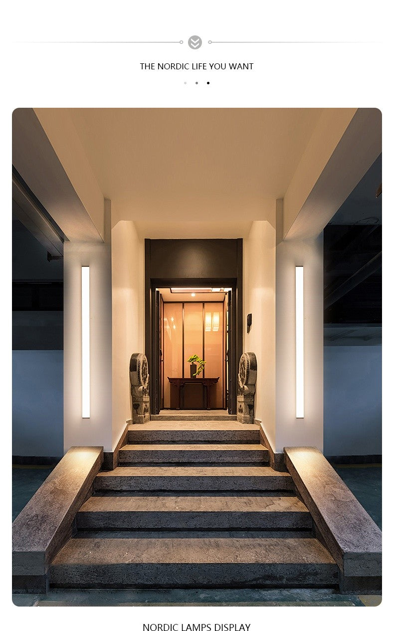 Modern Waterproof Outdoor Long Strip LED Wall Light IP65 Wrought Iron Wall Light Garden Porch Wall Light 110V 220V Lighting