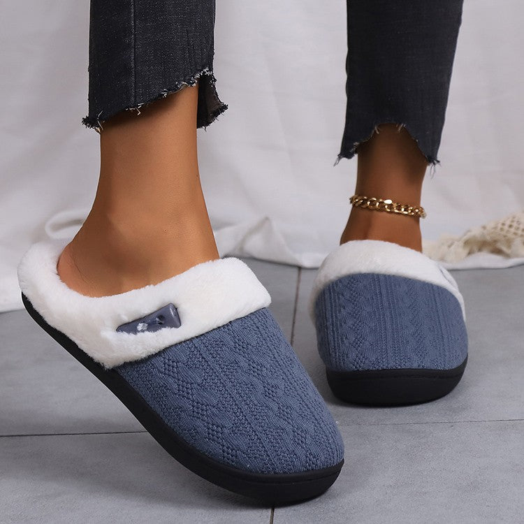 Platform Fluffy Slippers Women House Plush Fashion Designer Winter Shoes Ladies Flats Warm Home Casual Footwear Elegant Big Size