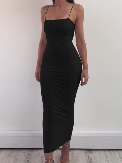 2025 New Spring Summer Women's High Elastic Sleeveless Backless Dress Long Sling