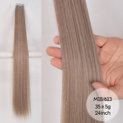 Apliques de Cabelo Sintético Liso com Fita Adesiva 10 Peças Extensão de Cabelo Natural 24 polegadas para Mulheres Invisível Dupla Face Estilo Livre