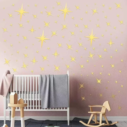 3D Star Mirror Wall Sticker Large Medium and Small Combination Acrylic Mirror Wall Sticker Home Living Room Wall Decorations