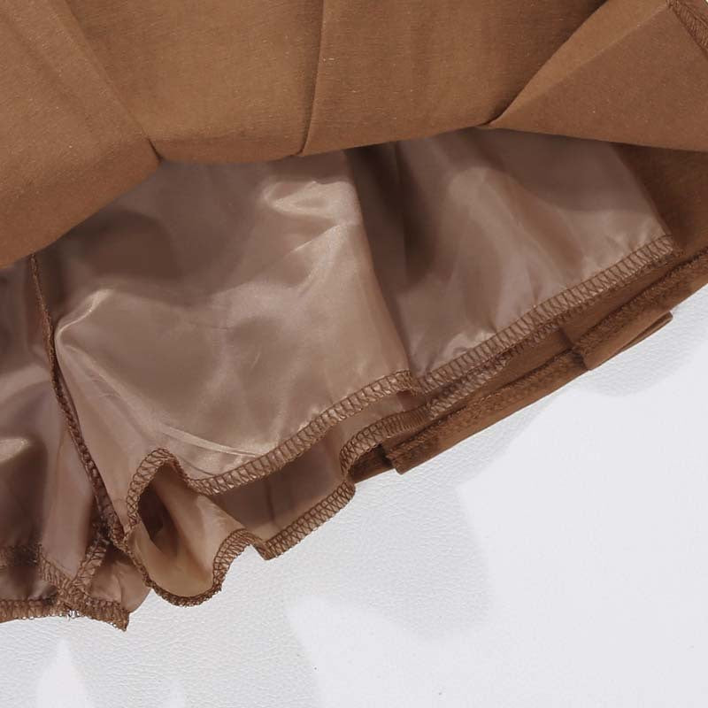 Brown Belted Mini Skirt Low Waisted Pleated Skirt with Belt Women Academia Aesthetic Vintage Outfit