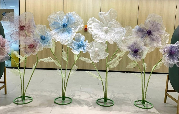 190cm Artificial Flowers Wedding Decor Props Road Lead Flower Silk Yarn Flower Poppy Window Display Garden Decoration Home Decor