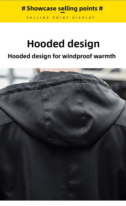 Men's Leather Jacket, Men's Hoodie, Slim-fit Korean Style Biker Casual Coat
