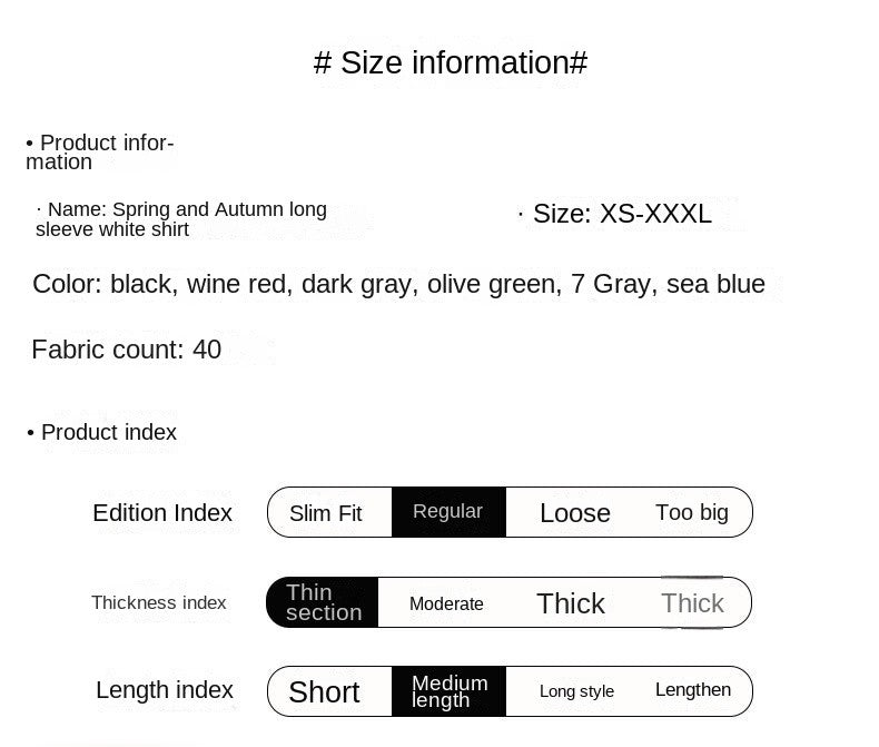 Men Solid Color Long Sleeve Casual Business Shirt For Spring And Autumn