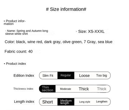 Men Solid Color Long Sleeve Casual Business Shirt For Spring And Autumn