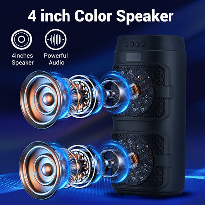 Caixa de som Bluetooth 3000W, alto-falante duplo de 4 polegadas, subwoofer estéreo portátil para ambientes externos, alto-falante sem fio 5.0, luz LED recarregável