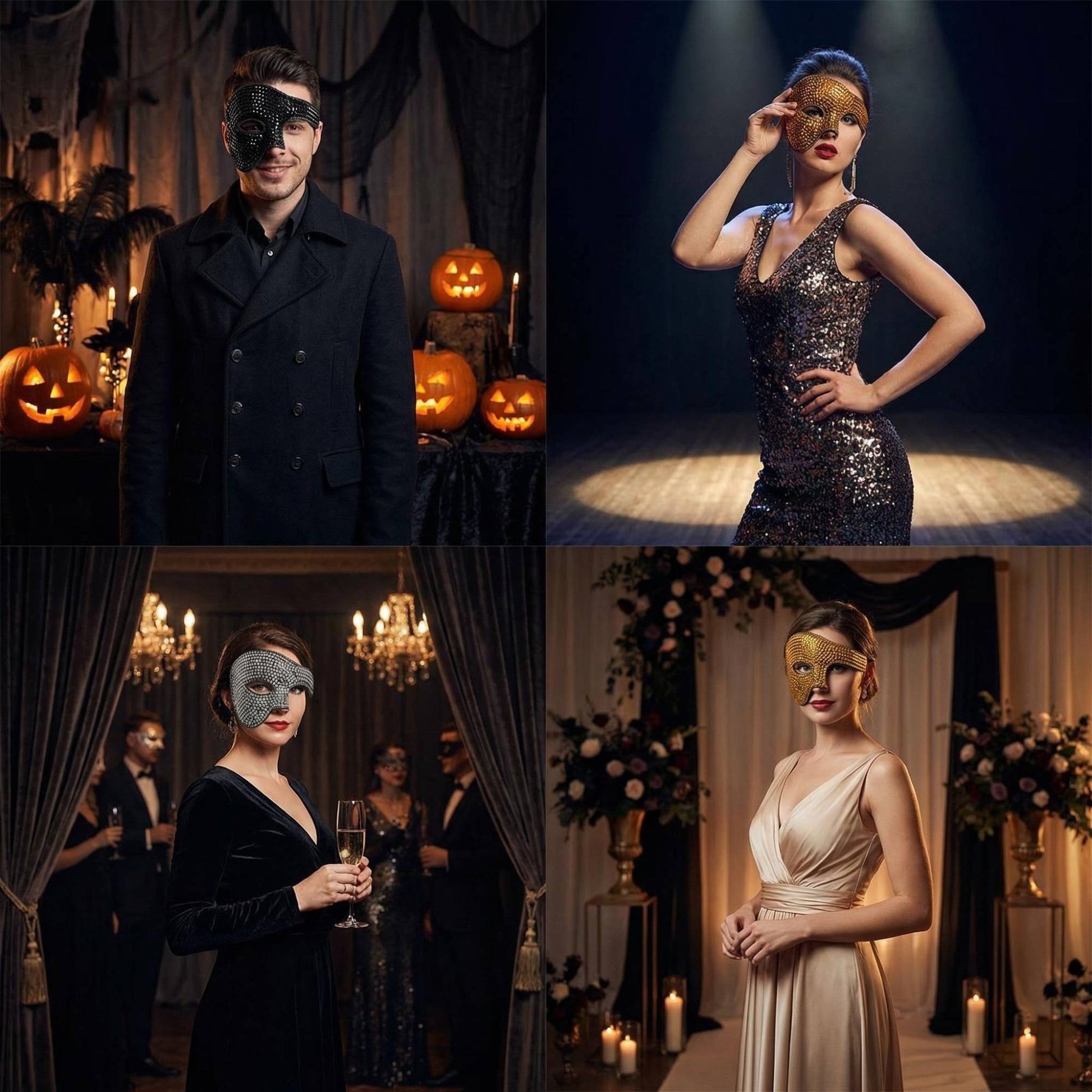 Half-Face Ballroom Mask DIY Handmade Rhinestone High-End Eyeshade Carnival Party Holiday Performance Prop Mask
