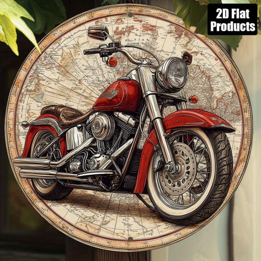 Davidson Vintage Motor cycle Wall Art - 8x8" 2D Flat Aluminum, Antique Map Design, Home Garage Decor, Biker Gift