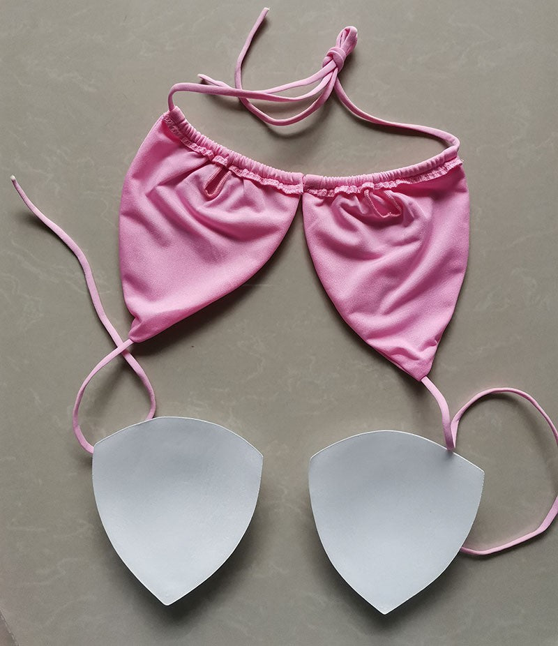 Summer Sexy Bikini set Push-up padded Bra Thong Split Swimwear Female Bandage Bathing Suit Adjustable Lacing Swimsuit Solid